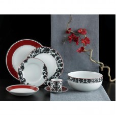 Dinner Set 20 pcs Porcelain Damask Red