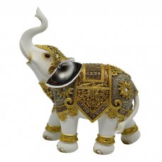 Decorative Elephant Polyester White-Gold 17x7x19cm