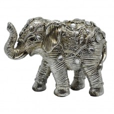 Decorative Elephant Polyester Silver 12x8x9cm