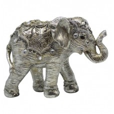 Decorative Elephant Polyester Silver 18x7,5x14εκ