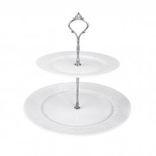 Snack Plate Τwo-Storey Porcelain Carved White 27x24cm Oriana Ferelli®