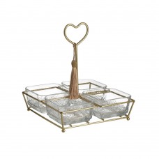 Snack Plate Glass/Metallic Transparent/Gold 22x22x25cm