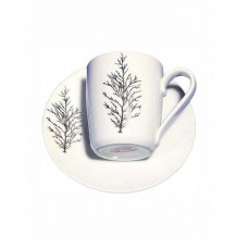 Set of 6pcs Tea Cups Porcelain Silver Tree 220ml