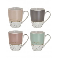 Set of 4pcs Porcelain Mugs 340ml Inart