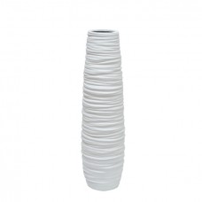 Ceramic Floor Vase White Twisted 15x58cm
