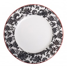Shallow Dinner Plate Porcelain Damask Red 27cm