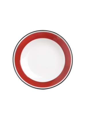 Deep Dinner Plate Porcelain Damask Red 23cm