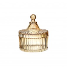Glass Bowl With Lid Honey Color 11x13cm