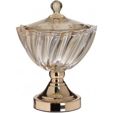 Bowl With Lid Glass/Metallic Antique Gold 13x13x19cm Inart