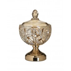 Bowl With Lid Glass/Metallic Gold 17x17x27cm Inart