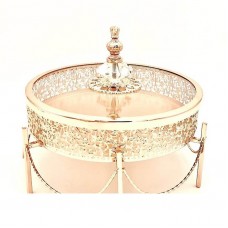 Bowl With Glass Lid And Leg Metallic Gold 27x27εκ YO-223G