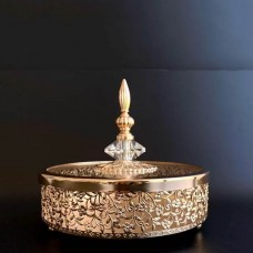 Bowl With Glass Lid Metallic Gold 21x21cm YO-225G