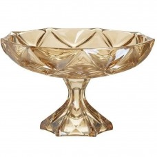 Glass Bowl With Foot Honey Color 32,5x20cm