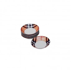 Set of 6pcs Porcelain Plates For Dessert With Checkerd Pattern Design 11cm