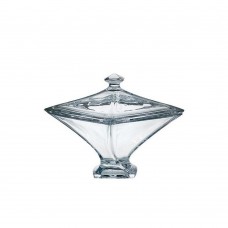 Crystal Bowl With Lid Quadro 22,5cm