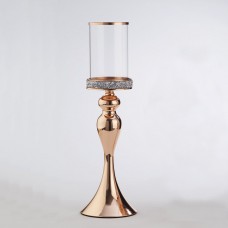 Candlestick Metal/Glass Gold ΚΠ-2353 12x43cm