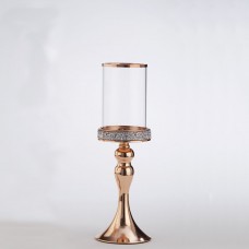 Candlestick Metal/Glass Gold ΚΠ-2353 11x35cm