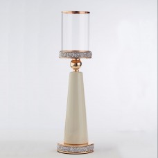 Candlestick Metal/Glass Off White-Gold ΚΠ-2361 12x44cm