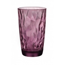 Set of 6 Water Glasses (Tube) Diamond Rock Purple Bormioli Rocco 470ml