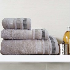 Set of Bath Towels 3pcs Valeria Silver Gray SB Home