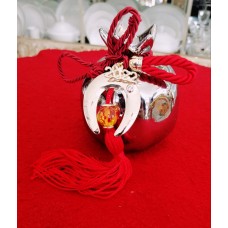 Pomegranate Silver Ceramic Decorated with Charm 9x10cm