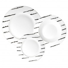 Food Set 18 pcs Porcelain White With Black Lines Ankor
