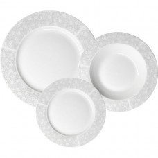 Food Set 18 pcs Porcelain White With Gray Flowers Ankor