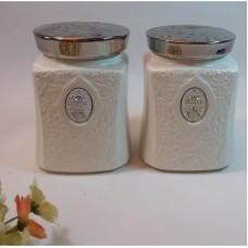 Set of 2pcs Coffee/Sugar Jar Ceramic White 14cm