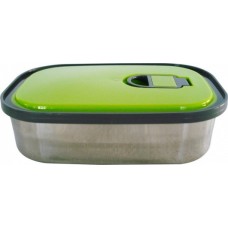 Stainless Steel Food Container With Green Plastic Lid 1,25lt