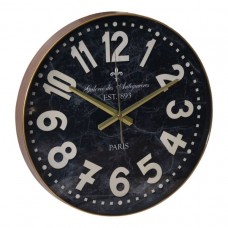 Wall Clock Black With Marble Face 35cm