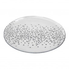 Glass Plate With Silver Polka Dots Confetti 32cm