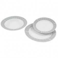 Food Set 18 pcs Porcelain White With Black Lines