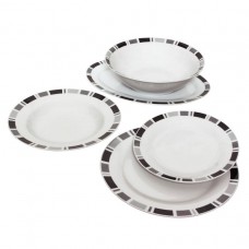 Food Set 20 pcs Porcelain White With Black Gray Design Ankor