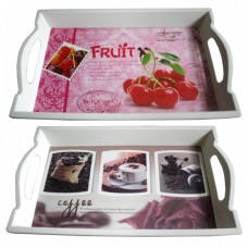 2 Serving Trays With Coffee-Fruit Patterns 43x28cm