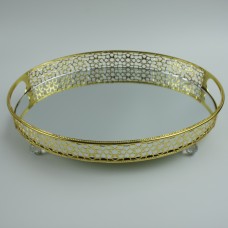 Serving Tray Metallic Gold With Mirror And Legs No 844 36X27cm