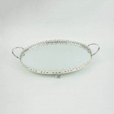 Serving Tray Metallic Silver With Mirror And Legs No 663C 36x27cm