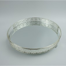 Serving Tray Metallic Silver With Mirror And Legs No 813 35cm
