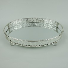 Serving Tray Metallic Silver With Mirror And Legs No 974 36x27cm