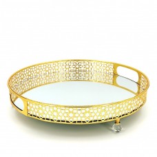 Serving Tray Metallic Gold With Mirror And Legs No 806 35cm
