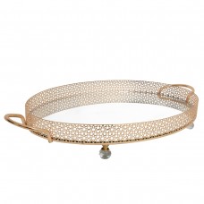 Serving Tray Metallic Gold With Mirror And Feet No 028 35x27,5cm