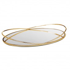 Serving Tray Metallic Gold With Mirror 45x30cm