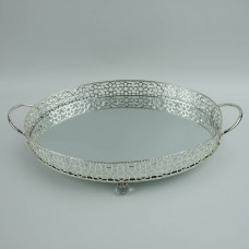 Serving Tray Metallic Silver With Mirror And Feet No 028-A 36x27,5cm