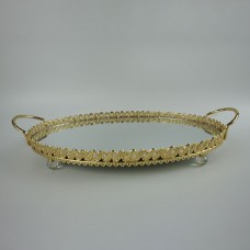 Serving Tray Metallic Gold With Mirror And Legs No 663 36x27cm