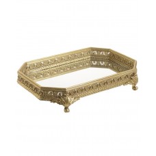 Golden Serving Tray with Mirror and Legs 40x28cm Inart
